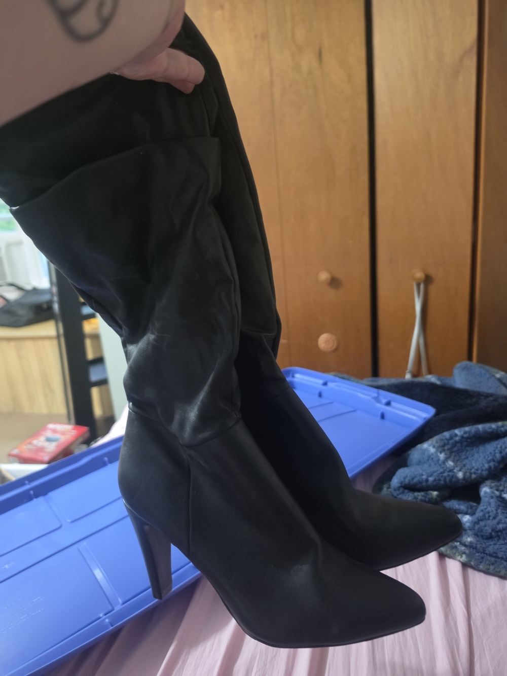 Christian Siriano Black Knee-High Pointed-Toe High Heel Boots
